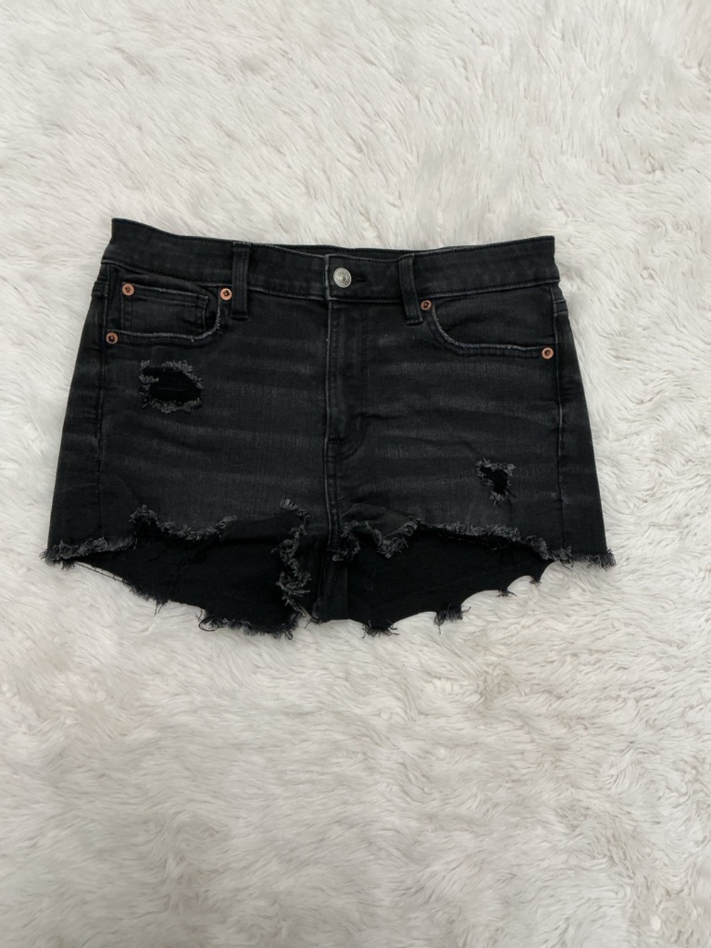 💜 American Eagle Outfitters - Black Distressed Cutoff Jean Shorts